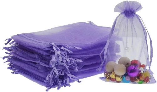 Miniatura 14 de Lautechco 100 bolsas de organza – 4 x 6 pulgadas, bolsas de regalo de malla beige con cordón para Navidad