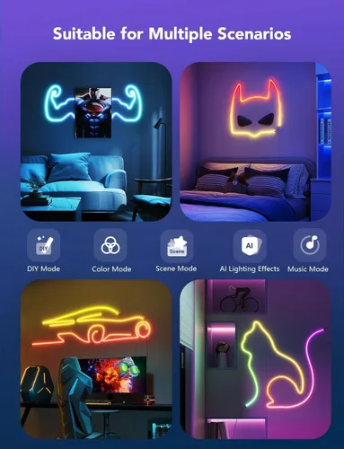 Miniatura 8 de Govee RGBIC Luces de Neón, Luz de Cuerda de Neón LED Inteligente 2 Funciona con Matter, Alexa, Google Assistant, Luces de Tira de Neón DIY