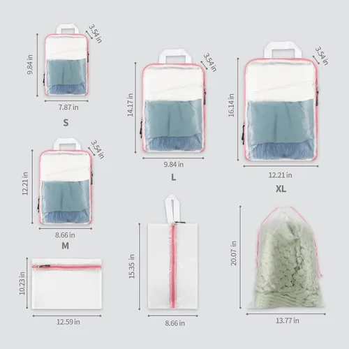 Miniatura 5 de BRAQ - Cubos de embalaje de compresión para viajes, juego de 7 bolsas organizadoras de viaje para equipaje, cubos de embalaje de compresión