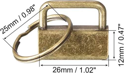 Miniatura 2 de uxcell 20 piezas de accesorios para llavero de 1.024 in/1 pulgada con llavero para correas de bolsa, pulseras, cordones, bronce oscuro
