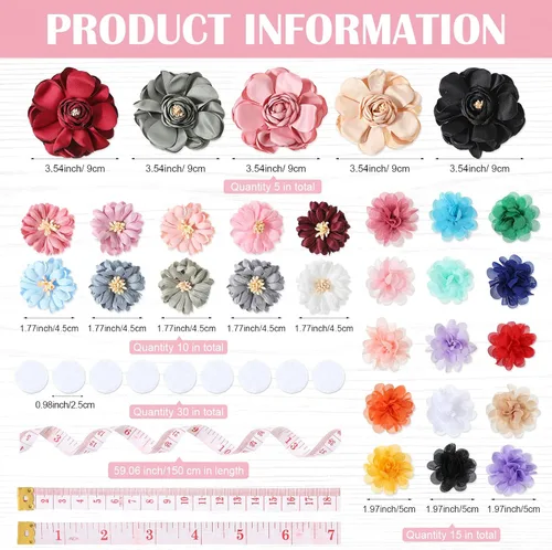 Miniatura 3 de Geosar Kit de diadema para baby shower, incluye letrero de madera con 60 cintas elásticas de flores bonitas, 10 telas redondas con cinta