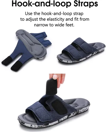 Miniatura 3 de Pantuflas de casa para hombre ajustables con soporte de arco de espuma viscoelástica para interiores y exteriores