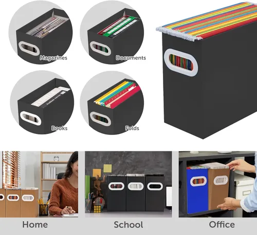 Miniatura 3 de Organizador de archivos colgante, organizador de carpetas de archivos de cartón para tamaño carta, caja de almacenamiento de documentos