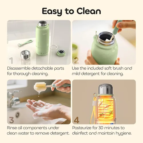 Miniatura 7 de Portable Bottle Warmer for Travel - 3Min Fast Heating of Breast Milk and Formula, 36W Fast Charge, 17 Ounces Large Capacity, Baby Bottle Warmer On