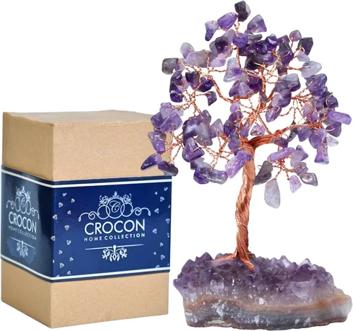 Miniatura 42 de Crocon Árbol de la vida de cristal de cuarzo transparente, chakra para energía positiva, decoración de Feng Shui, árbol bonsái de dinero con piedras