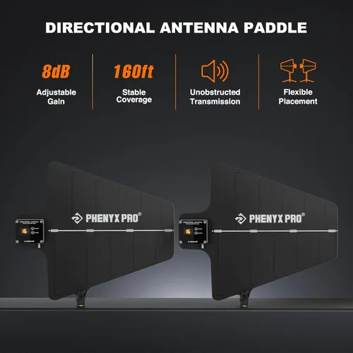 Miniatura 3 de Phenyx Pro PAS-225X - Paquete de sistema de distribución de antena inalámbrica UHF, receptores direccionales activos con 8 salidas + 2 puertos