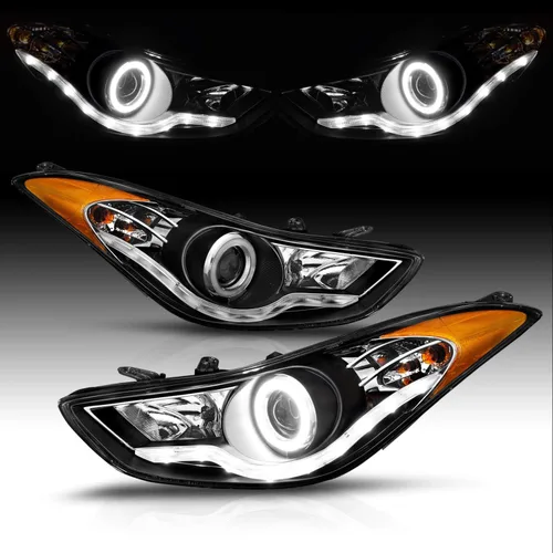 AmeriLite Xtreme Juego de Faros Delanteros Halógenos con Proyector LED Halo Para Hyundai Elantra Sedan Coupe 2011-2013 - Lado del Pasajero y del
