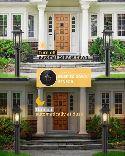 Miniatura 2 de FEMILA Luz de poste al aire libre del atardecer al amanecer, lámpara de poste impermeable, postes de lámpara exterior iluminación exterior