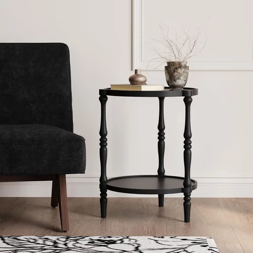 Miniatura 10 de Mesa auxiliar de madera decorativa pequeña, mesita de noche redonda de 12 pulgadas, mesa auxiliar natural para familia, dormitorio, sala de estar