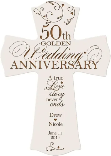 Miniatura 9 de LifeSong Milestones Cruz de pared del 50º aniversario de boda: símbolo atemporal de amor y compromiso, decoración elegante para celebración