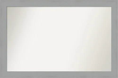 Miniatura 363 de Amanti Art Espejo de baño plateado para sobre fregadero, 23 x 23 pulgadas, espejo cuadrado plateado en ángulo, marco de madera moderno medio, se