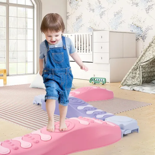 Kids Balance Beam and Stepping Stones, 8 Pcs Toddler Balance Beam, Non-Slip Plastic Stepping Stones, Sensory Toys for Toddlers, Kids,Active Play for