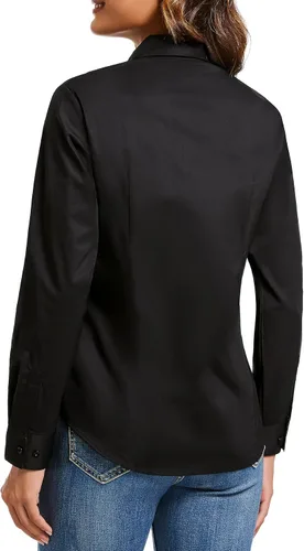 Miniatura 3 de Damipow Camisas de vestir para mujer, sin arrugas, con botones, de manga larga, blusas para el trabajo profesional