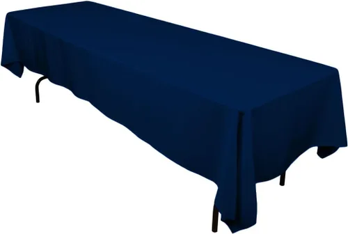 Miniatura 85 de LTC LINENS - Paquete de 2 manteles rectangulares de poliéster, de 60 x 102 pulgadas y 6 pies, color azul bebé, con caída parcial, resistentes a