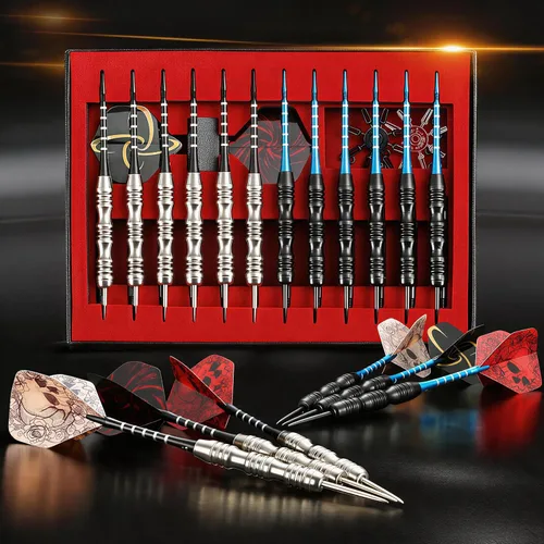 Miniatura 5 de WINSDART Steel Tip Darts 12 Pack Set with Nonslip Iron Barrel Aluminum Dart Shafts and Flights Darts Sharpener an Gift Box Negro y plateado Dardos-A