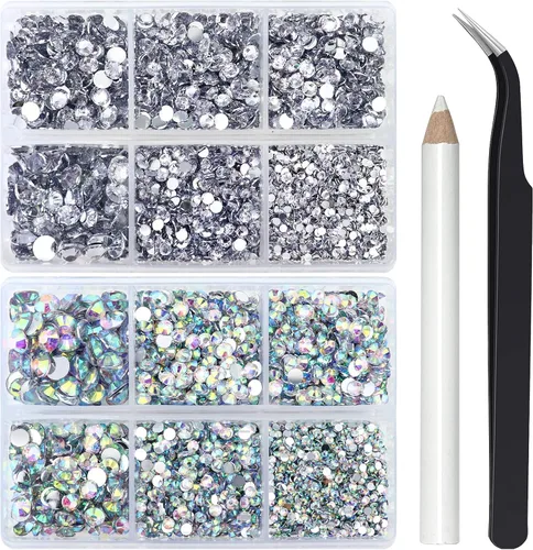 Miniatura 12 de Briskbloom 10000 piezas de diamantes de imitación con parte posterior plana para manualidades, zapatos, ropa, kit de circonita azul/circonita azul