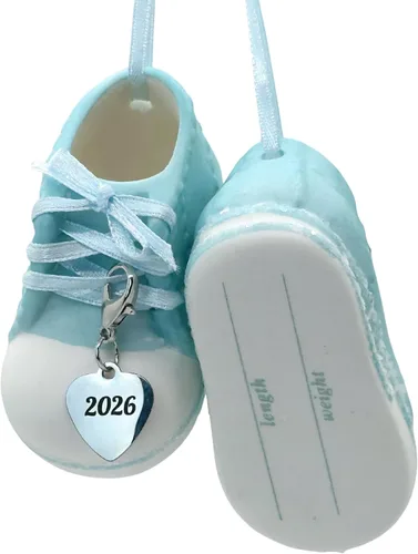 Miniatura 14 de Ganz Zapatos de bebé niña adornos personalizados rosa fechado 2023 botines de adorno de la primera Navidad para nuevos padres, nacimiento