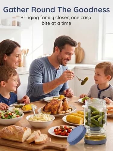 Miniatura 7 de Homnoble Frasco para Pepinillos con Colador Abatible para Separar el Jugo de los Pepinillos Húmedos y Secos, Tapa ABS de Grado Alimentario Mejorada