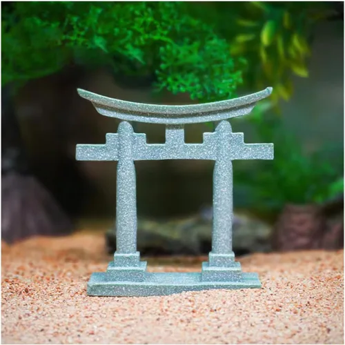 Miniatura 8 de livelyfish Estatua japonesa de la puerta sintoísta Torii, decoración asiática, figuras de pagoda de piedra arenisca para decoración de acuarios, L