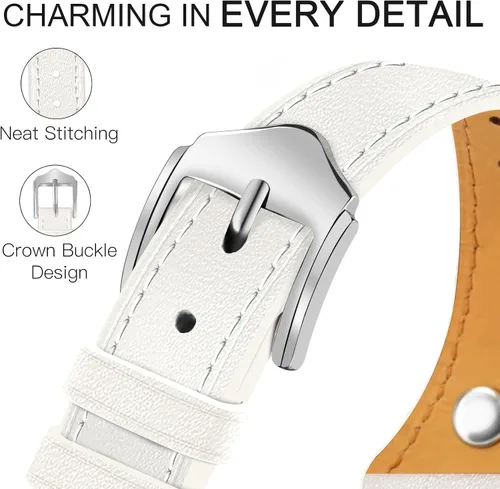 Miniatura 5 de JR.DM Correas de cuero delgadas compatibles con Apple Watch Band 1.496 in 1.575 in 1.614 in 1.654 in 1.732 in 1.772 in 1.811 in 1.929 in, correa