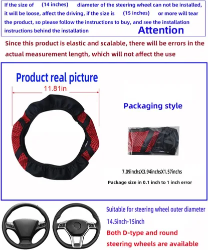 Miniatura 2 de Funda de volante de coche elástica de Zipelo, cubierta de volante de cuero transpirable para vehículo, protector antideslizante para volante