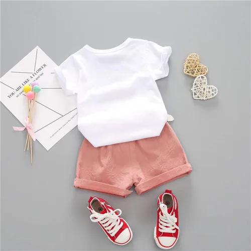 Miniatura 3 de YOUNGER TREE - Conjunto de camiseta y pantalones cortos de lino con cinturón, diseño de sandía