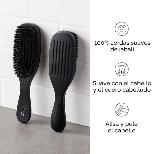 Miniatura 2 de Diane Cepillo de cerdas de jabalí para hombres y mujeres, peinado de cabello fino a medio, estilos ondulados, alisador, cuero cabelludo suave, mango