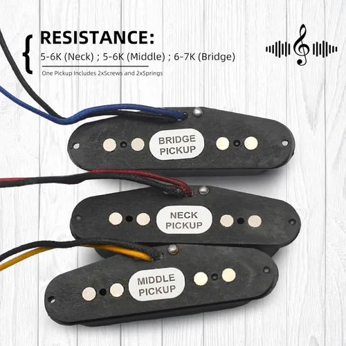 Miniatura 5 de MAXCHEER Alnico - Pastillas de 5 Strat para guitarra eléctrica Strat Squier para guitarra eléctrica Strat Squier (negro)