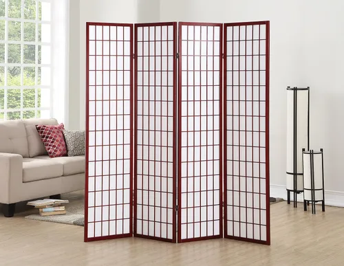 Miniatura 4 de Roundhill Furniture Oriental Shoji, divisor de habitación con pantalla de 4 paneles, natural