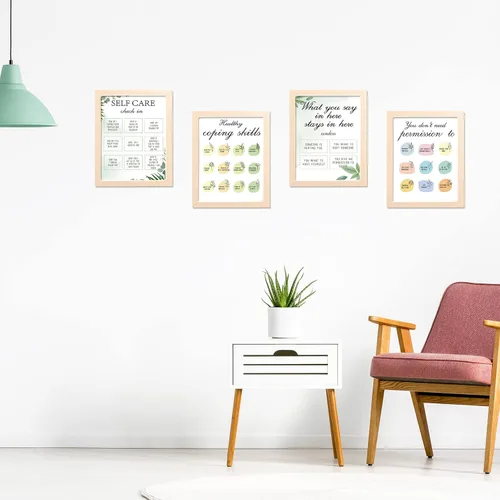 Miniatura 3 de Sureio Póster de salud mental de 8 x 10 pulgadas, póster de habilidades de afrontamiento saludable, terapia motivacional positiva, decoración