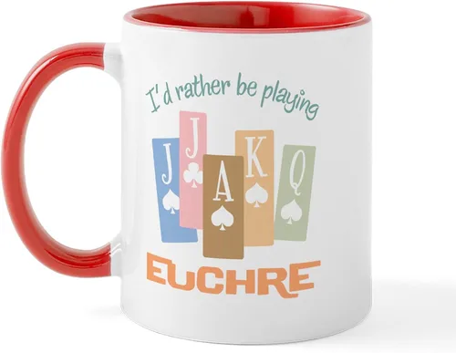 Miniatura 26 de CafePress Euchre Champ Mugs Taza de café de cerámica de 11 oz (11.0 fl oz)
