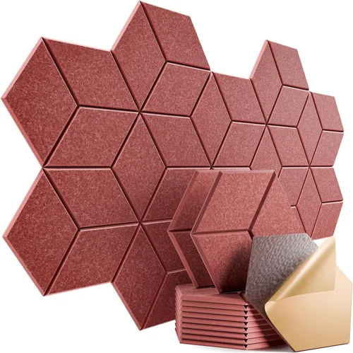 Miniatura 114 de Paquete de 12 paneles acústicos autoadhesivos de 12 x 10 x 0.4 pulgadas, paneles de espuma a prueba de sonido con alta densidad, diseño forrado