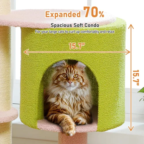 Miniatura 4 de MUTTROS Árbol para gatos de flores rosas de 50 pulgadas para gatos grandes y pesados, torre Maine Coon para gatos con postes rascadores extra