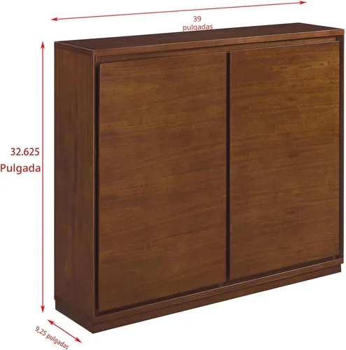 Miniatura 2 de LKTART Aparador de buffet moderno de mediados de siglo, aparador estrecho de nogal, armario de almacenamiento de madera Credenza con 2 puertas