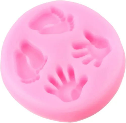 Miniatura 4 de Moldes de silicona para bebé, molde de fondant para pies de bebé, moldes de silicona de mano para baby shower, decoración de pasteles, decoración