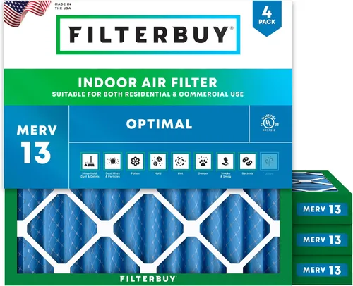 Miniatura 31 de Filterbuy Filtro de aire MERV 13 de 8 x 14 x 1 pulgadas, protección óptima contra el humo y la alergia (paquete de 4), filtros electrostáticos