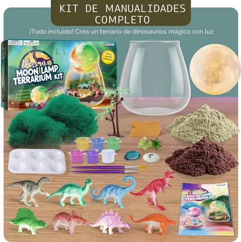 Miniatura 5 de LAOESE Kit de Terrario de Dinosaurios para Niños - Manualidades de Dino para Niños con Kit de Lámpara de Luna DIY - Regalo de Cumpleaños para Niños