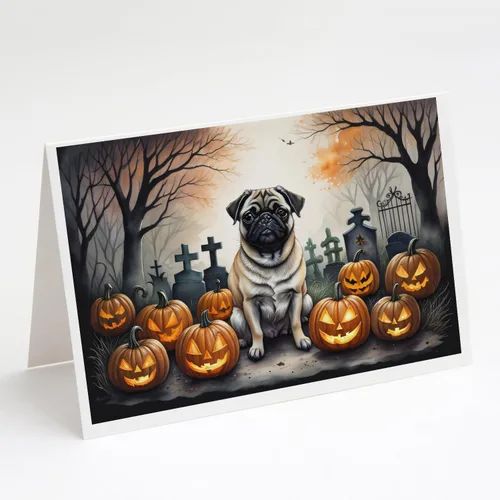 Miniatura 48 de Caroline's Treasures DAC2018GCA7P - Tarjetas de felicitación y sobres de Halloween espeluznantes de Border Collie, paquete de 8 tarjetas en blanco