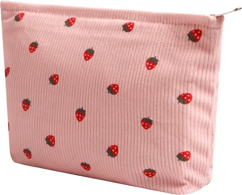 Miniatura 40 de Bolsas de cosméticos para mujer, bolsa de cosméticos de pana, bolsos estéticos para mujer, bolsos de mano con puntos sonrientes, organizador