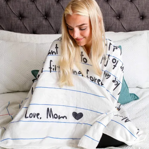 Miniatura 3 de Manta personalizada con letras de vellón, regalo de amor personalizado para mi hija, hijo de parte de mamá, manta de letras escritas a mano para mi