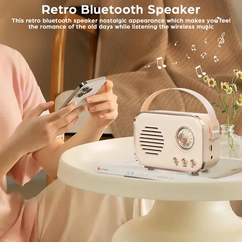Miniatura 2 de Altavoz Bluetooth retro, altavoz Bluetooth inalámbrico portátil vintage de 5 W con volumen fuerte, radio FM, compatible con tarjeta TF AUX