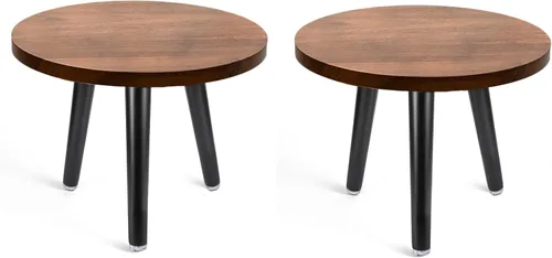Miniatura 9 de KGPLOME Soporte para plantas de interior, mesa de madera de mediados de siglo con acabado de nogal, soporte alto para maceta, mesa auxiliar redonda