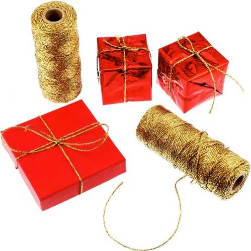 Miniatura 4 de Pangda 2 Rollos 200 Metros Cordel de Navidad Metálico para Panaderos, Cordel Decorativo para Envolver Regalos, Cordel para Manualidades, Cordel