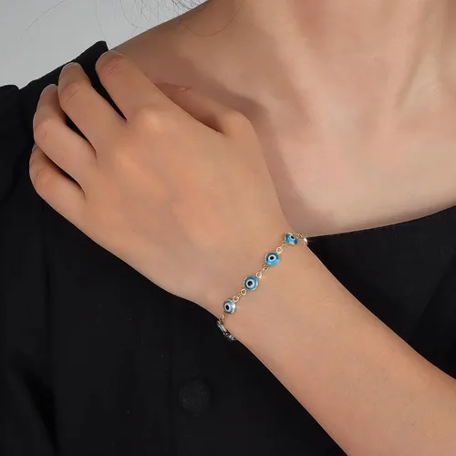 Miniatura 7 de Evil Eye Bracelets Blue Eye Ojo Hamsa Jewelry Dainty Gold Link Bracelets for Women Lucky Turkish Protection Trendy Birthday Jewelry Gifts