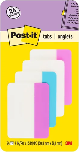 Post-it Pestañas adhesivas, 2 pulgadas x 1.5 pulgadas, 4 blocs de pestañas para libros en varios colores para marcadores, anotaciones, lectura y