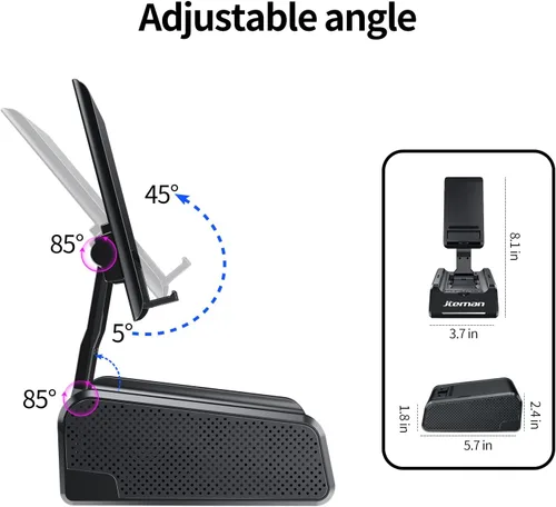 Miniatura 6 de JTEMAN Soporte para teléfono celular con altavoz Bluetooth, soporte para gadgets de cocina de escritorio con altavoz, regalos de cumpleaños