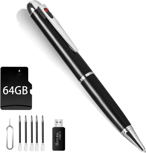 Bolígrafo de cámara de niñera 1080P, cámara corporal 64G, cámara de bolsillo portátil recargable, cámaras de seguridad para negocios y aprendizaje