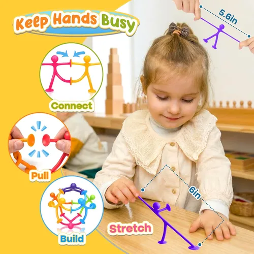 Miniatura 3 de OleOletOy Juguetes Fidget de Succión para Niños: Paquete de 21 Juguetes de Personas con Ventosa - Juguetes Fidget a Granel Juguetes de Caja