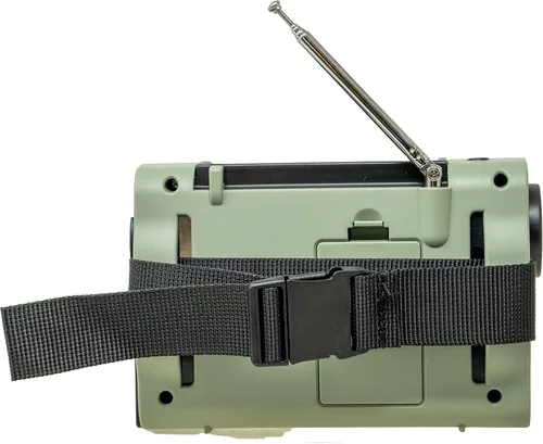 Miniatura 5 de Kaito KA380 Radio de emergencia y altavoz Bluetooth portátil - Radio meteorológica AM/FM NOAA recargable con panel solar y manivela verde militar