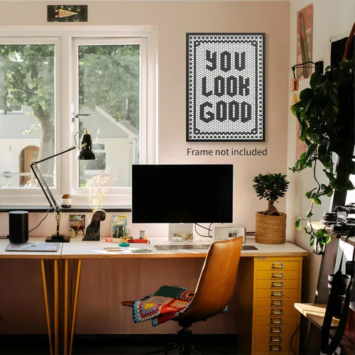 Miniatura 6 de OMANI Arte de pared con citas en blanco y negro, minimalista de moda, con texto en inglés "You Look Good", impresiones en lienzo con azulejos Citas